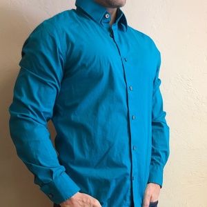 Express Men’s Blue Fitted Shirt (medium)